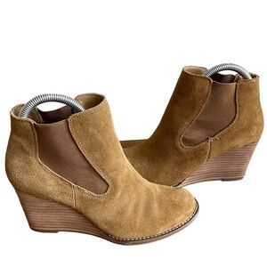 Lucky Brand Brown Leather Upper Suede Slip‎ On Booties Size: 7.5